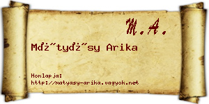 Mátyásy Arika névjegykártya